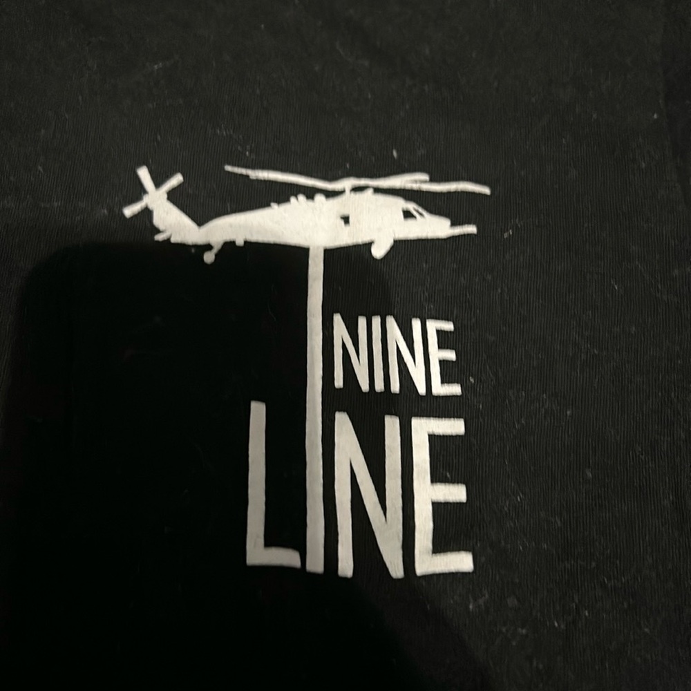 small nine line black t shirt